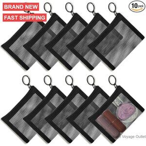 10 Mini Mesh Zipper Pouches, Nylon Cosmetic Travel Storage Bags